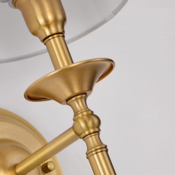 Modern Brass Fabric Shade 1/2 Light Wall Sconce Lamp - Image 12