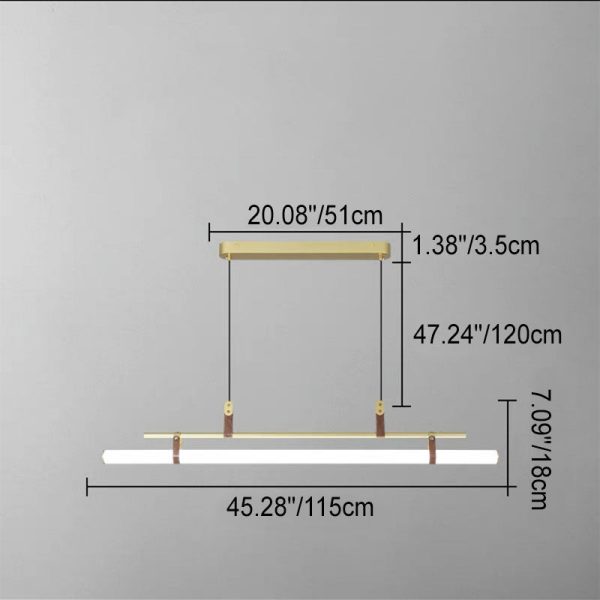 Nordic Minimalist Long Strip Leather LED Island Light Chandelier - Image 5
