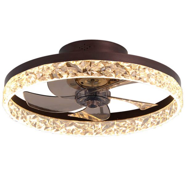 Modern Circle Ring LED Semi-Flush Mount Ceiling Fan Light - Image 10