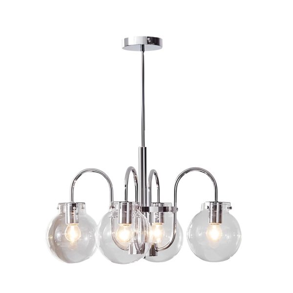 4/5 Lights Glass Ball Curved Iron Lamp Arm Nordic Chandelier Pendant Lights - Image 6
