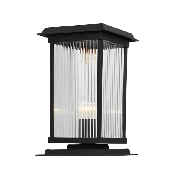 Retro Glass LED Waterproof Matte Black Modern Solar Fence Post Lights - Image 9