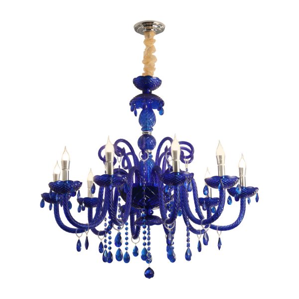 Retro Elegant Crystal Glass Candles LED 3 Step Dimming Blue Chandelier - Image 7