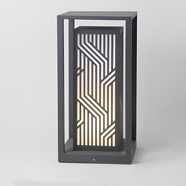 Gray Retro Aesthetic Waterproof LED Outdoor Pathway Cuboid Lantern - Image 6