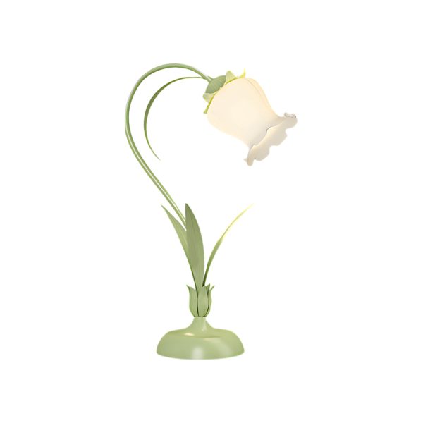 Rustic Green Desk Lamp with White Floral Shade and 3-Step Dimming for Homes - Image 6