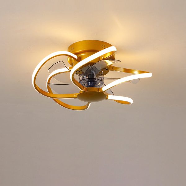 Modern Creative Cage LED Semi-Flush Mount Ceiling Fan Light - Image 12