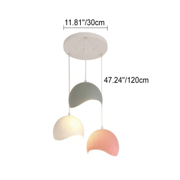 Nordic Solid Color Aluminum Round Dome 1/3 Light Island Light Chandelier - Image 6