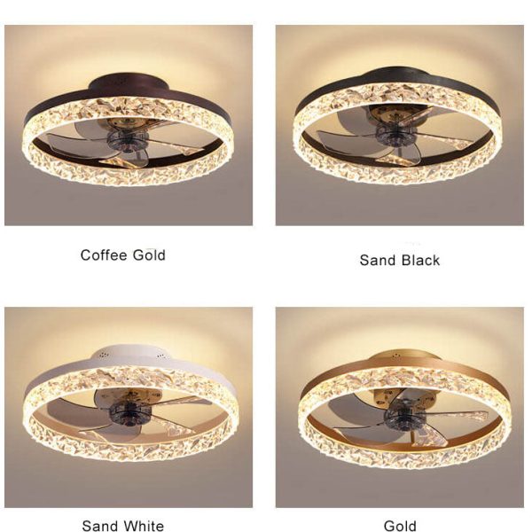 Modern Circle Ring LED Semi-Flush Mount Ceiling Fan Light - Image 11