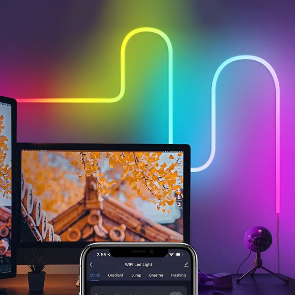 Wireless Control RGB LED Strip Lights Rope Light Flexible DIY Modeling - Image 2