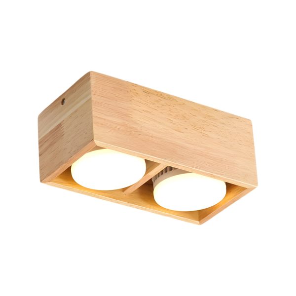 1/2/4-Light Square Wood Cube Spotlight LED Flush Mount Light - Image 6