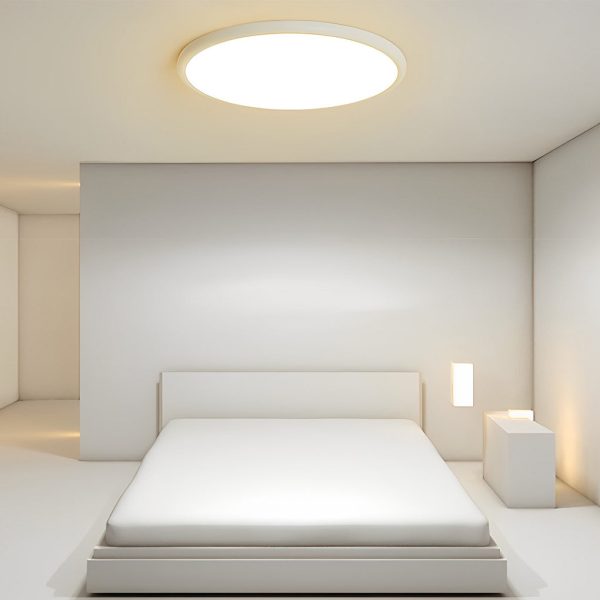 16'' Modern LED Geometric Circle Black Flush Mount Ceiling Lights with Black White Edge - Image 4