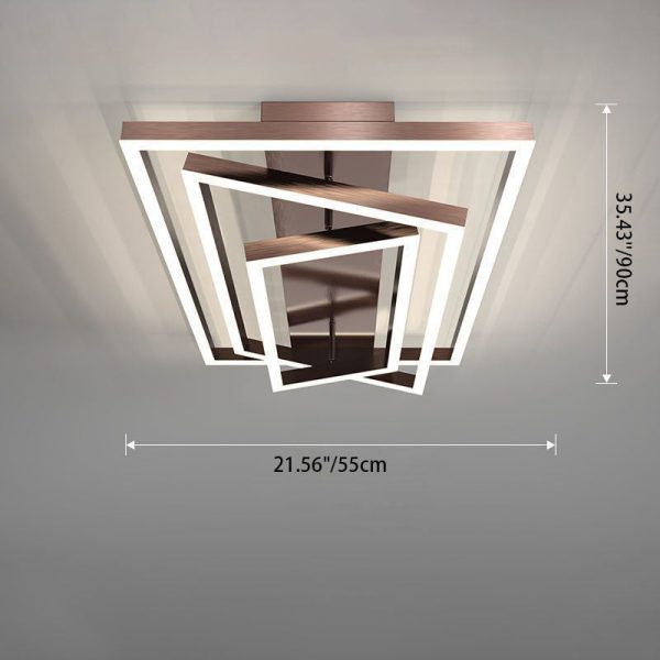 Modern Minimalist Aluminum Finish Multi-layer Rectangular Frame LED Flush Mount Ceiling Light For Living Room - Image 4