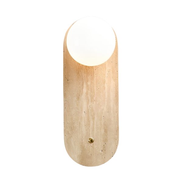 Round Long Yellow Travertine LED Wabi-sabi Japanese Style Wall Lights Fixture - Image 8