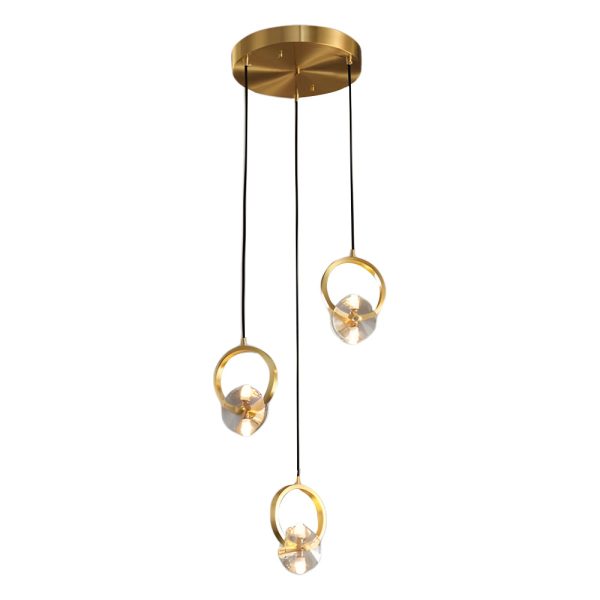 1/3-Light Round Copper Crystal LED Pendant Light - Image 9