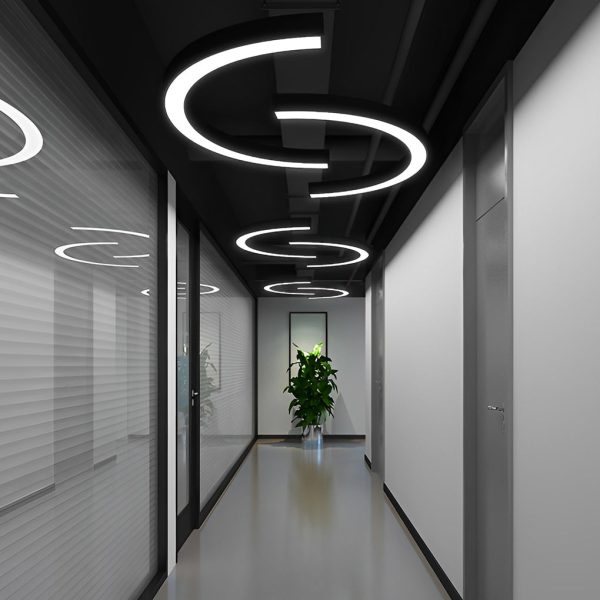 Curved Slim C Shape LED Pendant Half-Circle Hanging Profile Light for Office - Image 4