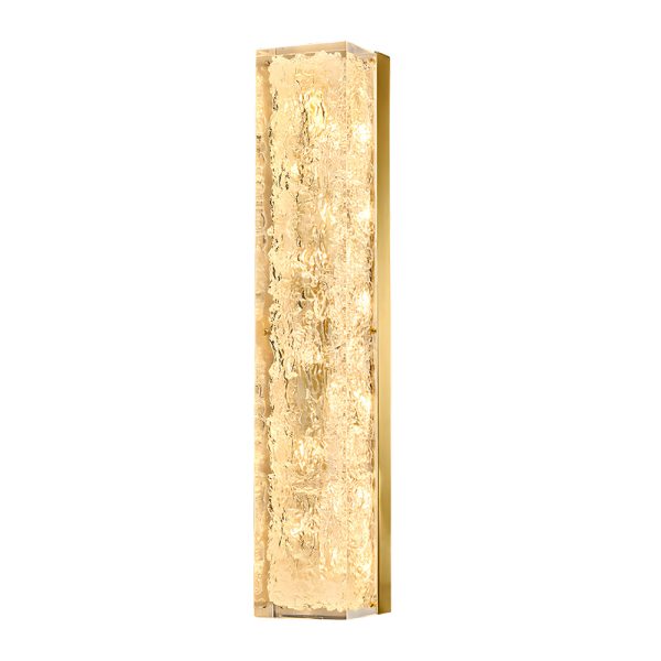 Modern Brass 1-Light LED Wall Sconces Rectangle Wall Light in Ice Resin - Image 7