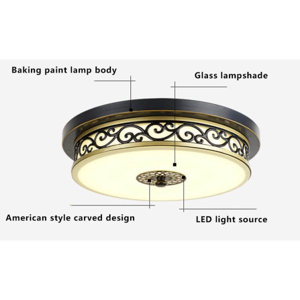 Vintage Circle Patterned Edge Iron 1-Light LED Flush Mount Ceiling Light - Image 4