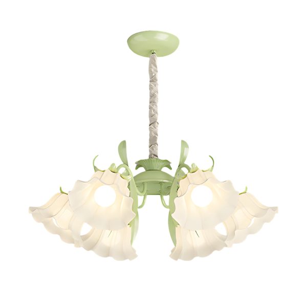 6 Heads Flowers Leaves Three Step Dimming French Style Chandelier Lamp - Image 7