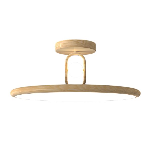 15.7/19.7-in Wood Grain Round Semi Flush Mount Ceiling Light - Image 8