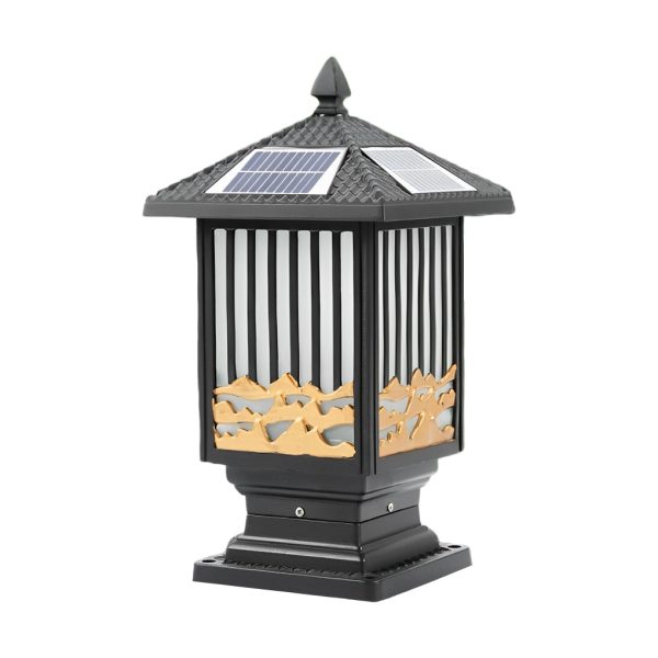 Retro Scenery Waterproof LED Black Vintage Solar Fence Post Lights - Image 8