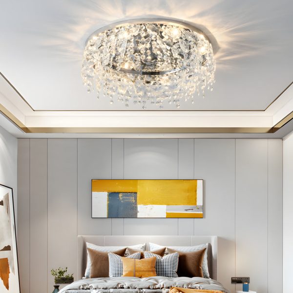 Round Crystal Pendant Tassels 3 Step Dimming Simple Modern Ceiling Lamp - Image 2