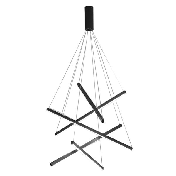 Minimalist Strip Stepless Dimming LED Black Modern Chandelier with Remote - Image 11