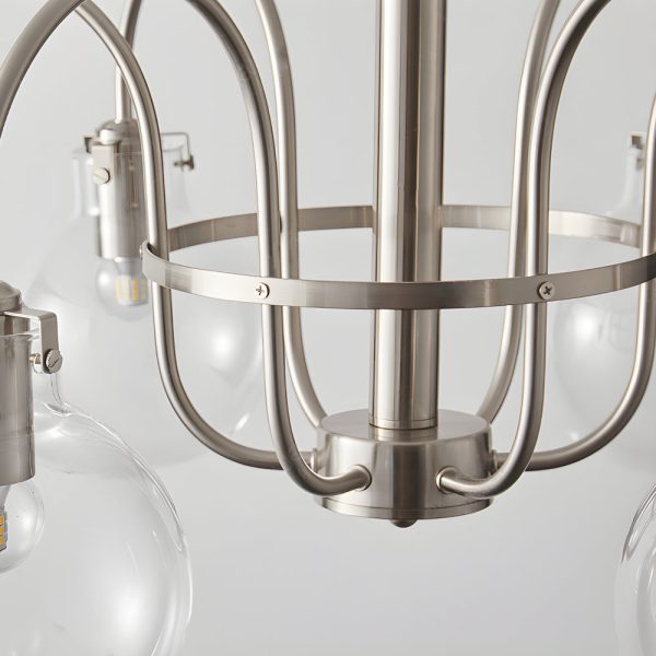 6-Light Glass Globe Shade Indoor Nickel Finish Chandelier - Image 5