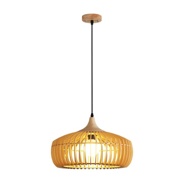 Japanese Wood Cage 1-Light Pendant Light - Image 8