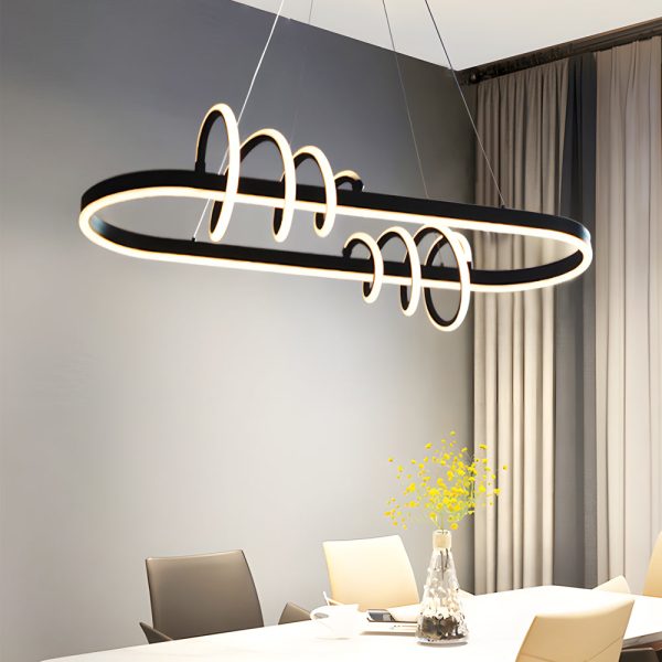 LED Dimmable Spiral Lines Dining Room Chandelier Hanging Lighting - Image 3