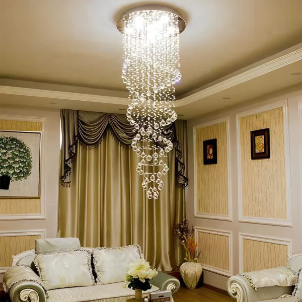 Double Spiral Three Step Dimming LED Modern Staircase Chandelier Light - Image 3