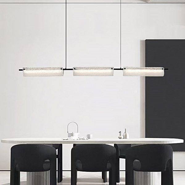 Modern Linear Copper Frosted Glass Long Kitchen Island Light - Image 2