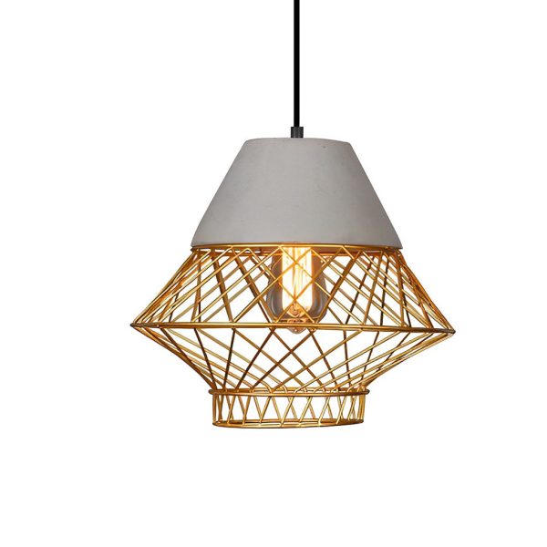 Cement Iron Cage Retro Industrial Pendant Light Kitchen Island Lighting - Image 5