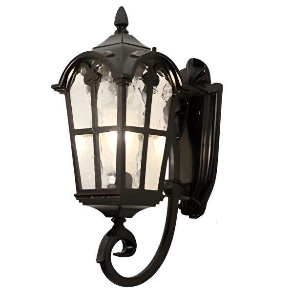 Waterproof Vintage Lantern Shaped Black Retro Outdoor Plug in Wall Lamp - Image 7