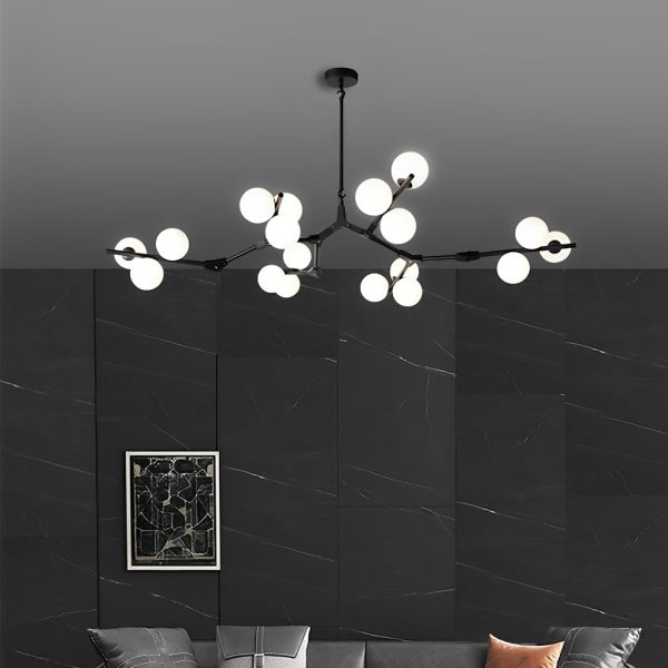 Nordic Style Modern Minimalist Cluster Metal Glass Chandelier ?Black & Gold Fixture