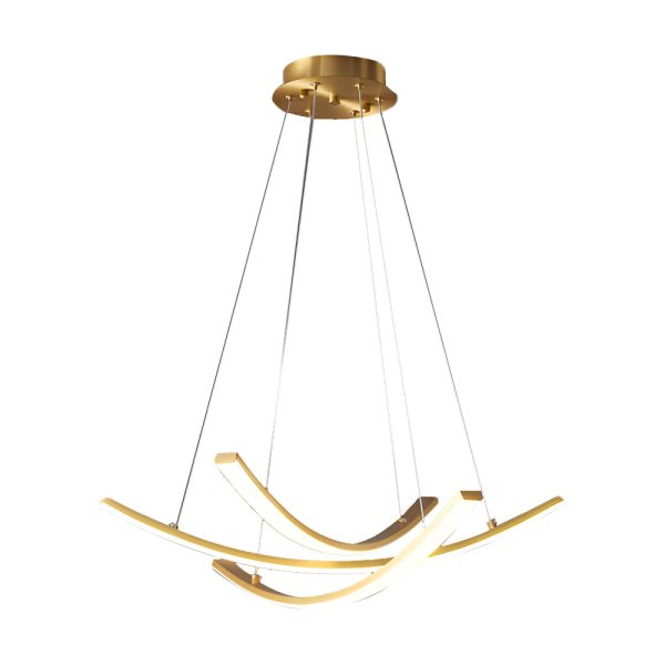 Elegant Curved Copper Strip Full-Spectrum LED Pendant Light - Image 10