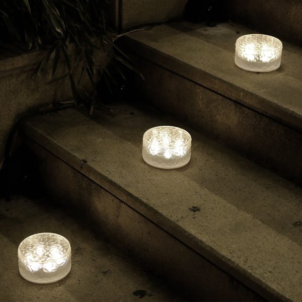 4 Pcs Integrated LED Round Ice Bricks Lights Steps Lighting for Christmas Ambience - Image 2
