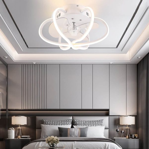 Industrial Nordic Stereo Petal Design LED Flush Mount Ceiling Fan Light - Image 8