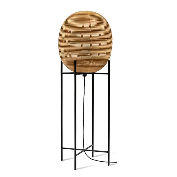 Rustic Boho Rattan and Metal Frame Accent Floor Lamp - Image 9