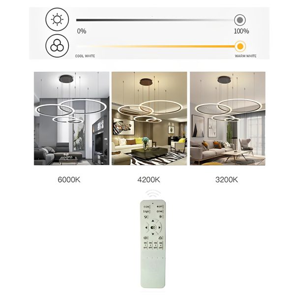4 Circles Artistic Dimmable LED Modern Pendant Lighting Chandeliers - Image 7
