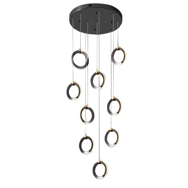 LED Ring Clusters Rotating Staircase Chandelier - Image 11