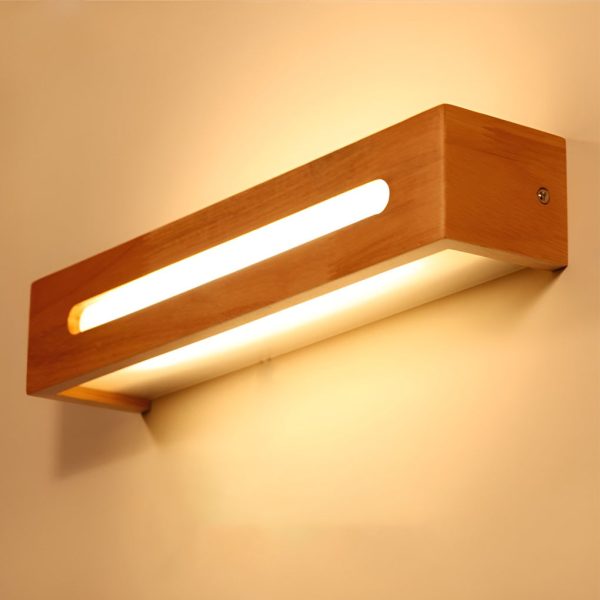 Rectangular Wood Waterproof LED Nordic Wall Lamp Mirror Light Sconces - Image 7