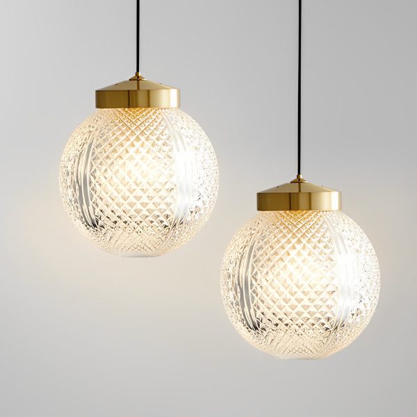 Mini Creative Pattern Round Ball Glass Brass Nordic Pendant Lights - Image 7