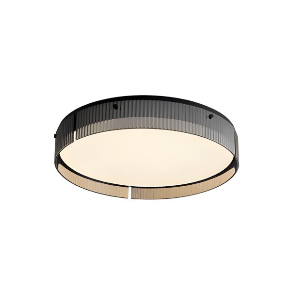 Round Ribbed Glass LED Flush Mount Ceiling Light - Image 8