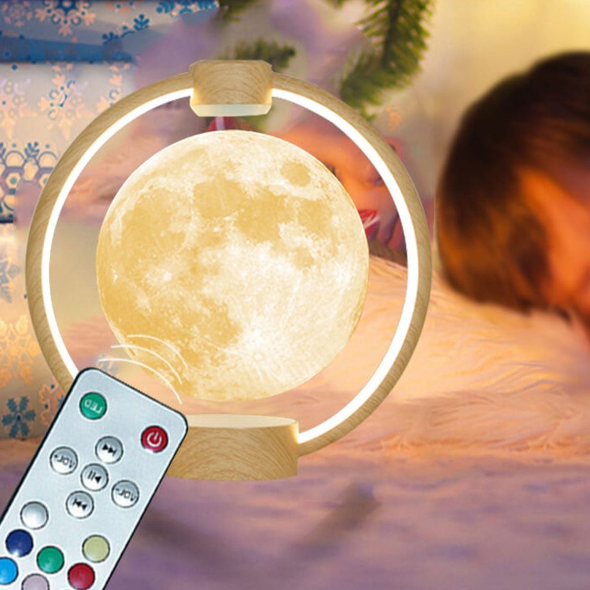Creative Maglev Moon Design LED Colorful Light Night Light Table Lamp - Image 7