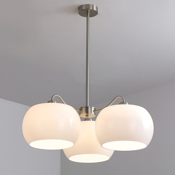 3 Lights Glass E27 White Vintage Chandelier Pendant Light Hanging Lamp - Image 9