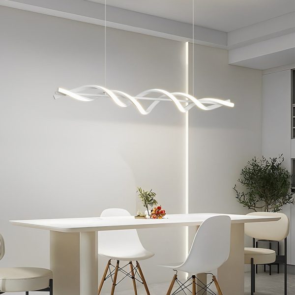 Long Strip Waves Spiral Dimmable LED White Modern Dining Room Chandeliers - Image 2