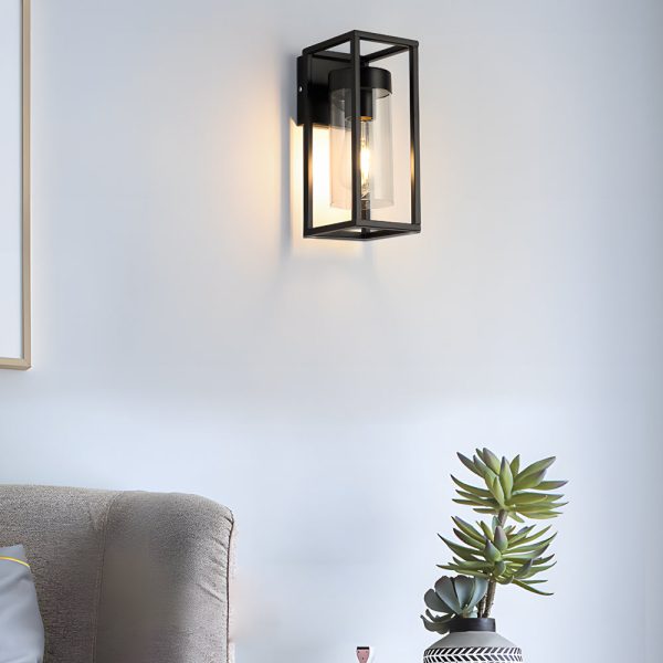 Black Iron Frame Retro Glass Cover Industrial Wall Sconces Lighting - Image 2