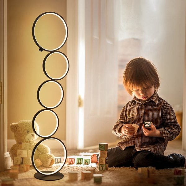 Modern Artistic 5 LED Circles Stack Floor Standing Lamp - Image 5
