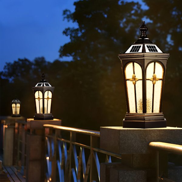 Waterproof LED Three Step Dimming European Style Solar Fence Post Lights - Image 3