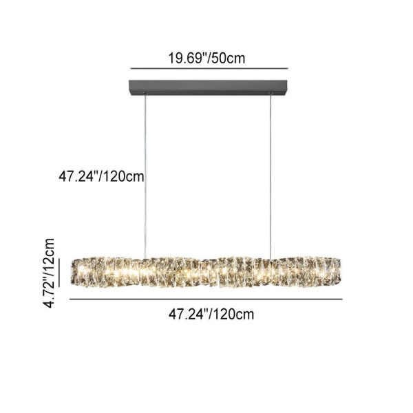 Modern Simplicity Stainless Steel Crystal Strip LED Island Light Pendant Light For Dining Room - Image 6