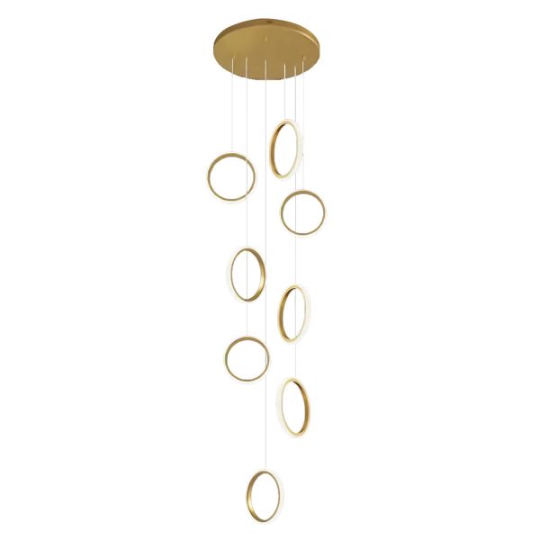 Round 6/8 Rings LED Aluminum Simple Modern Long Staircase Chandelier - Image 7